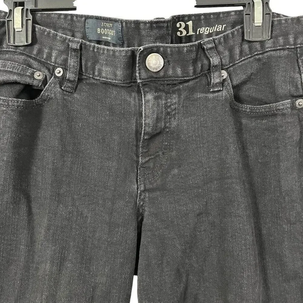 J Crew Womens Bootcut Boot Cut Black Wash Mid Rise Stretch Jeans sz 31 x 32